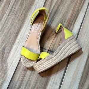 ANTONIO MELANI Yellow Espadrille Wedges with Ankle Strap